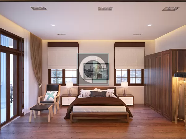 Mẫu nhà ống 5 tầng tân cổ điển - Nôi thất gỗ óc chó