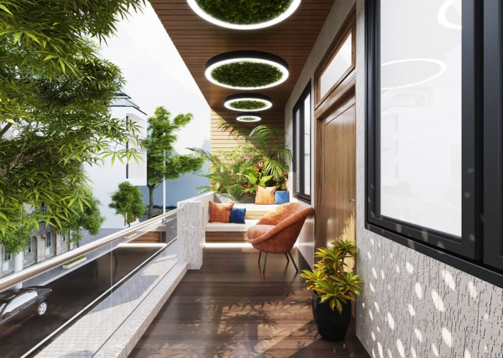 Ban công xanh cho mẫu nhà ống 3 tầng đẹp
