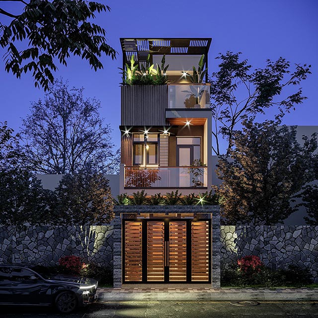 Mẫu nhà phố đẹp 3 tầng