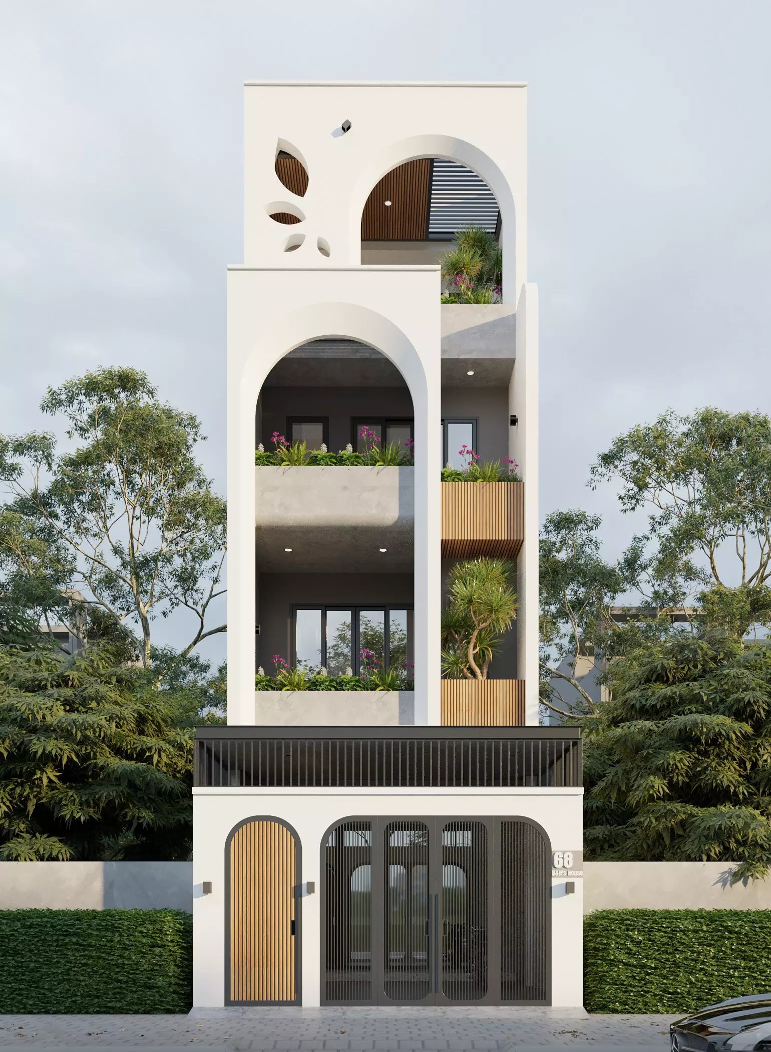 You are currently viewing Tư vấn thiết kế nhà phố 4 tầng hiện đại 5x17m – Giải pháp kiến trúc, phong thủy và nội thất tối ưu năm 2025