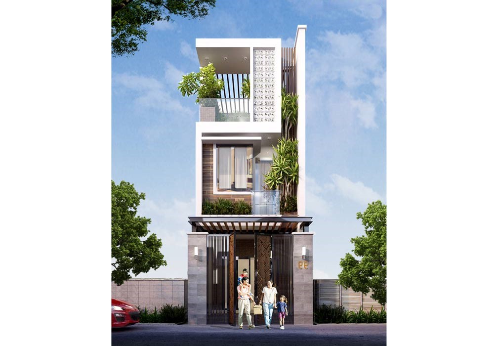 Mẫu mặt tiền nhà phố 5m 3 tầng