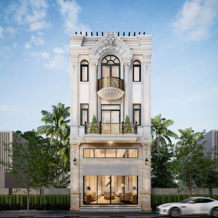 You are currently viewing Tư vấn thiết kế mặt tiền nhà phố 6m 3 tầng hiện đại cho phòng khám nha khoa tại Thanh Oai