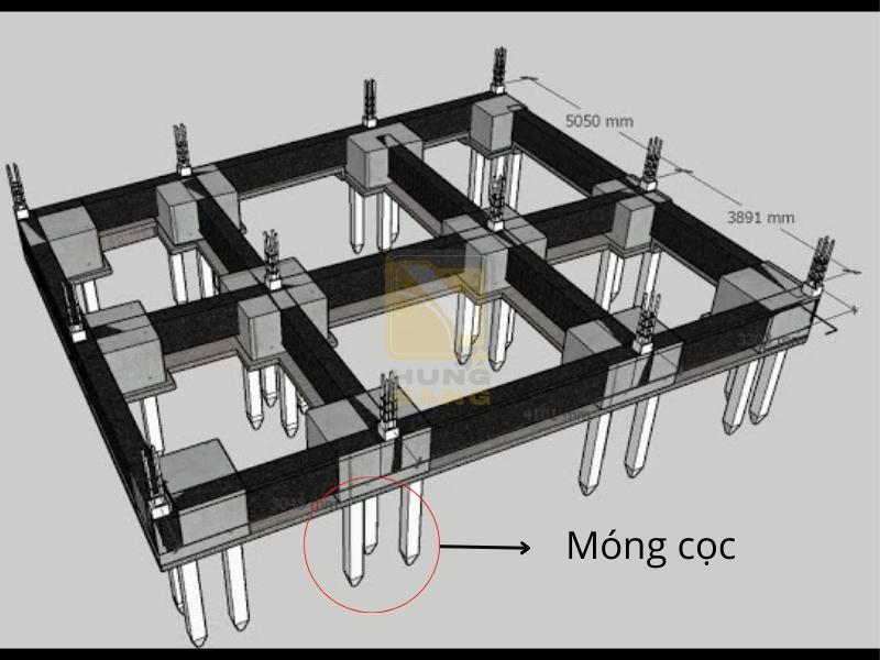 Mẫu nhà mặt tiền 5m 3 tầng móng cọc