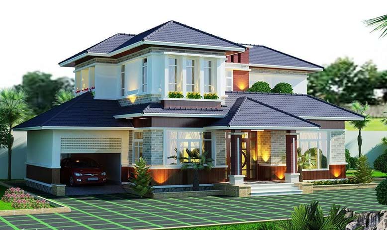 Mẫu nhà 2 tầng đẹp ở nông thôn 02