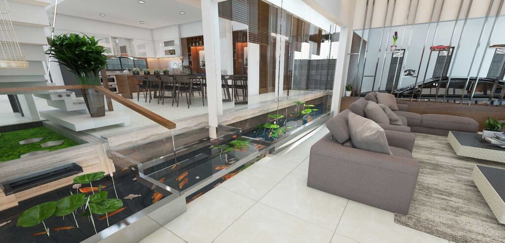 Không gian nội thất phòng khách_Biệt thự hiện đại