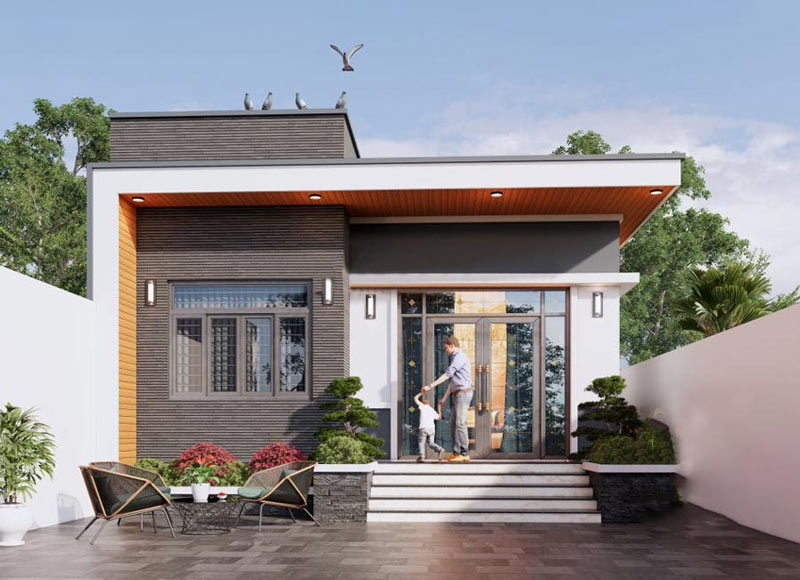 Mẫu nhà cấp 4 hiện đại_mái bằng