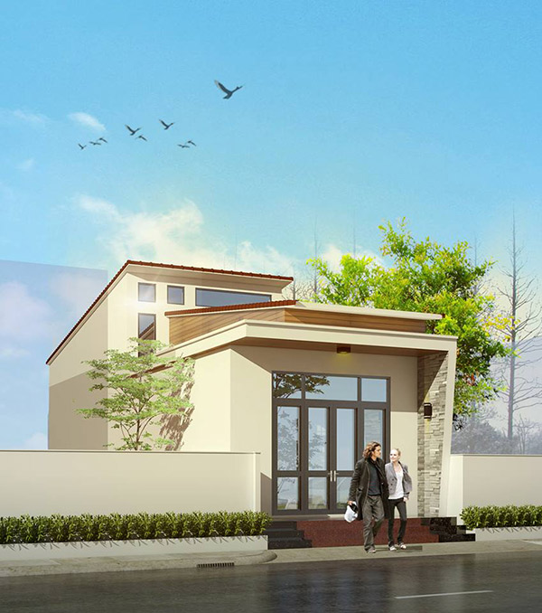 Mẫu nhà cấp 4 hiện đại có gác lửng