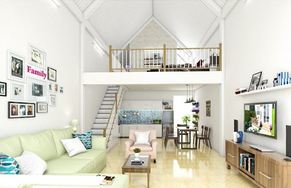 Mẫu nhà cấp 4 hiện đại có gác lửng