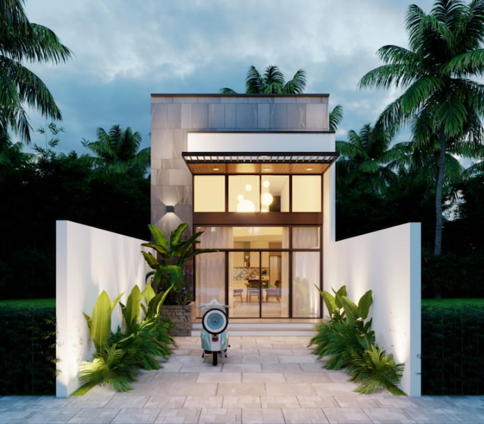 Mẫu nhà cấp 4 hiện đại có gác lửng