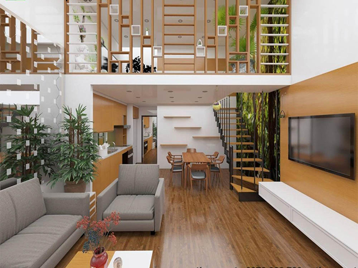 Mẫu nhà cấp 4 hiện đại có gác lửng