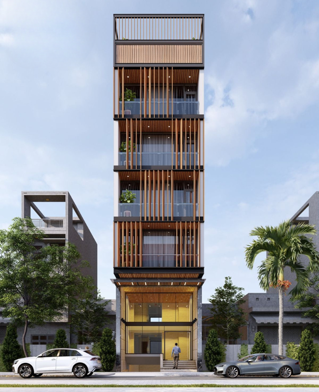 Nhà 6 tầng hiện đại