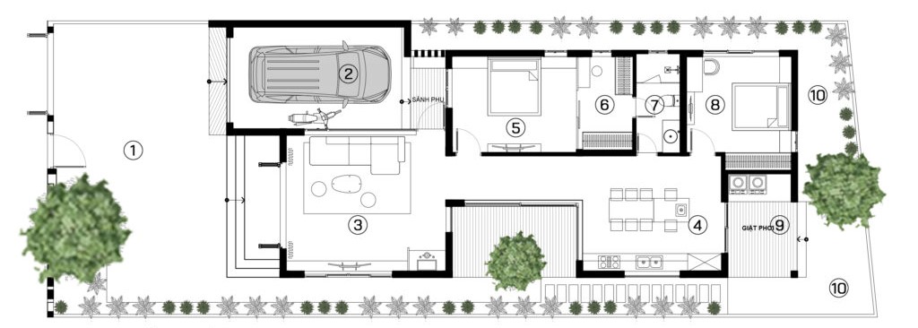 Nhà cấp 4 đẹp_Mặt bằng công năng